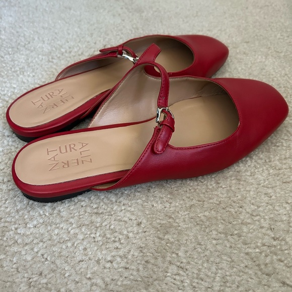 Naturalizer Red Leather Buckle Mules - Picture 2 of 2